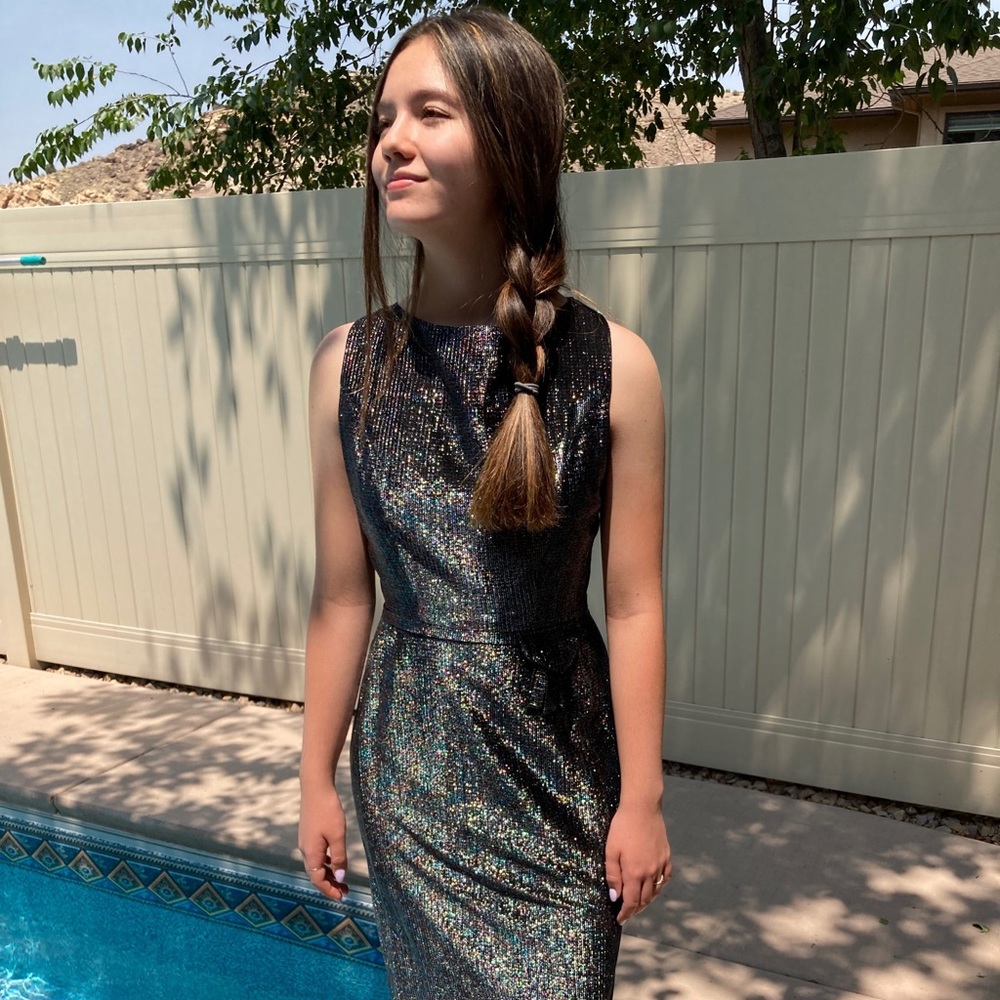 Vintage Black and Iridescent Fitted Cocktail Dress